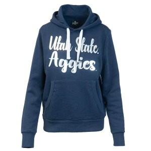 Utah State Aggies Embossed Metallic Fleece-Lined Navy Hoodie Women's